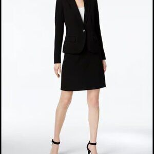 NEW NWT $280 Anne Klein Skirt Suit Set black sz 2 4 SMALL S